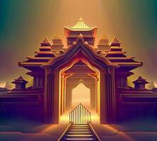 ai generate photo 3d illustration of a temple with a gate in the middle