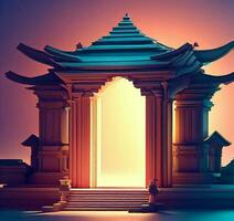 ai generate photo 3d illustration of a temple with a gate in the middle