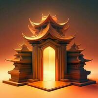 ai generate photo 3d illustration of a temple with a gate in the middle