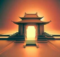 ai generate photo 3d illustration of a temple with a gate in the middle