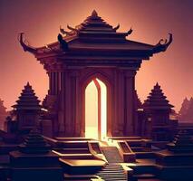 ai generate photo 3d illustration of a temple with a gate in the middle