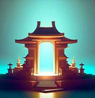 ai generate photo 3d illustration of a temple with a gate in the middle