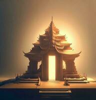 ai generate photo 3d illustration of a temple with a gate in the middle