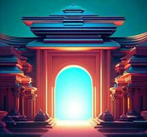 ai generate photo 3d illustration of a temple with a gate in the middle