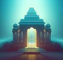 ai generate photo 3d illustration of a temple with a gate in the middle