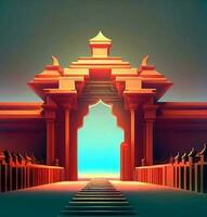 ai generate photo 3d illustration of a temple with a gate in the middle