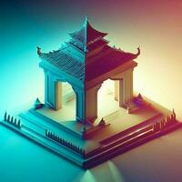 ai generate photo 3d illustration of a temple with a gate in the middle