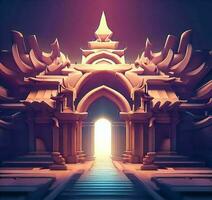 ai generate photo 3d illustration of a temple with a gate in the middle