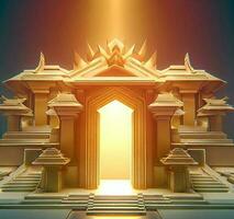 ai generate photo 3d illustration of a temple with a gate in the middle