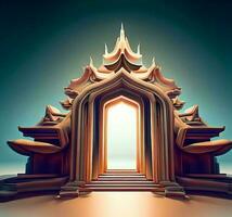 ai generate photo 3d illustration of a temple with a gate in the middle