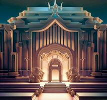 ai generate photo 3d illustration of a temple with a gate in the middle