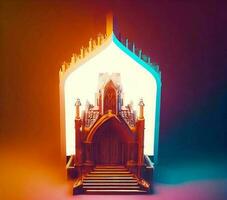 ai generate photo 3d illustration of a Church with a gate in the middle