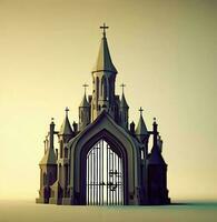 ai generate photo 3d illustration of a Church with a gate in the middle