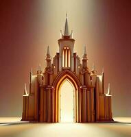 ai generate photo 3d illustration of a Church with a gate in the middle