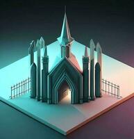 ai generar foto 3d ilustración de un Iglesia con un portón en el medio