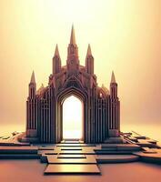 ai generate photo 3d illustration of a Church with a gate in the middle