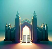 ai generate photo 3d illustration of a Church with a gate in the middle