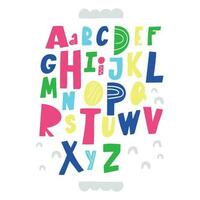 Cute Handwritten alphabet. Suitable for printing on T-shirts, posters and postcards. vector