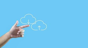 Cloud computing concept, connect communication equipment  information and technology with cloud computing and technology icon. photo