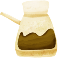 café desenho animado aguarela estilo png