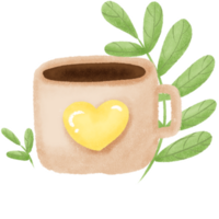 Coffee cartoon watercolor style png