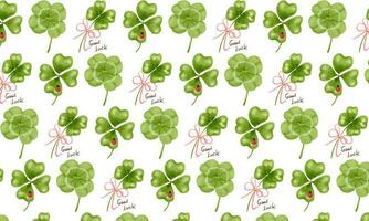 Seamless clover leaf pattern background photo