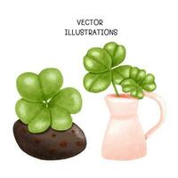 Cartoon Green Lucky Four Leaf Irish Clover for St. Patrick's Day photo