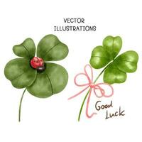 Cartoon Green Lucky Four Leaf Irish Clover for St. Patrick's Day photo