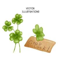 Cartoon Green Lucky Four Leaf Irish Clover for St. Patrick's Day photo