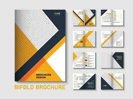 Creative company profile annual report bifold brochure design template vector