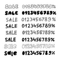 Hand made 20 percent off black ink discount logo special offer lettering. Vector design illustration in cartoon doodle style isolated on white background. For promo, discount, card, banner.