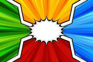 Comic book competitive cartoon background with rays explosion vector