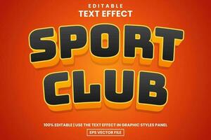 Sport club team cartoon style editable text effect template, vector illustration