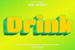 Editable text effect drink 3d bold cartoon concept, template vector illustration