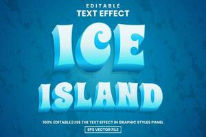 Frozen ice island editable text effect template, vector illustration