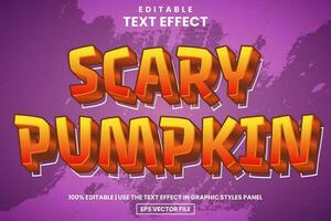 Editable text effect orange scary pumpkin cartoon style, template vector illustration