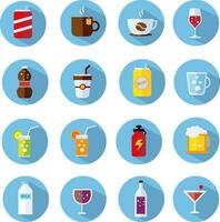 drinks icons set Flat design vector