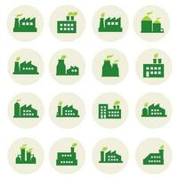 verde fábrica íconos conjunto, ecológico industrial fábrica logo.vector ilustración vector