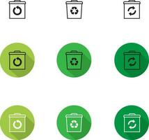 Recycling trash can icon set vector