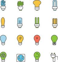 Bulb outline Icons set vector