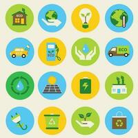 plano ecología íconos conjunto, medio ambiente reciclar icono.vector ilustración vector