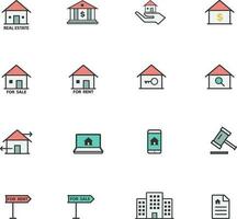 Vector real estate line color icons