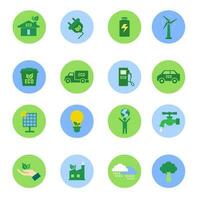 Green ecology icons set on white background vector