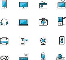 Technology and Electronic Devices icon set vector