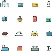 Set of Hotel line color icons set vector