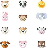 conjunto de iconos planos de animales vector