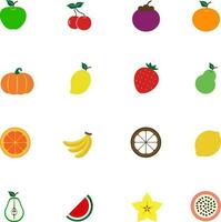 conjunto de iconos de frutas ilustración vectorial vector