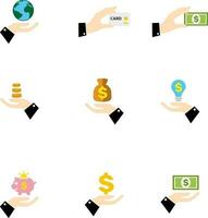 Business Hands with object flat icon vector