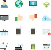 Internet Web and Mobile Flat Icons set vector