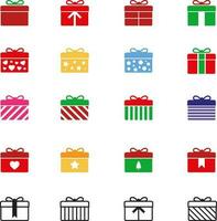 Flat gift box icon set vector